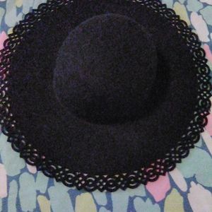 New Ladies Black Nine West Floppy Wool Felt Hat (O/S)